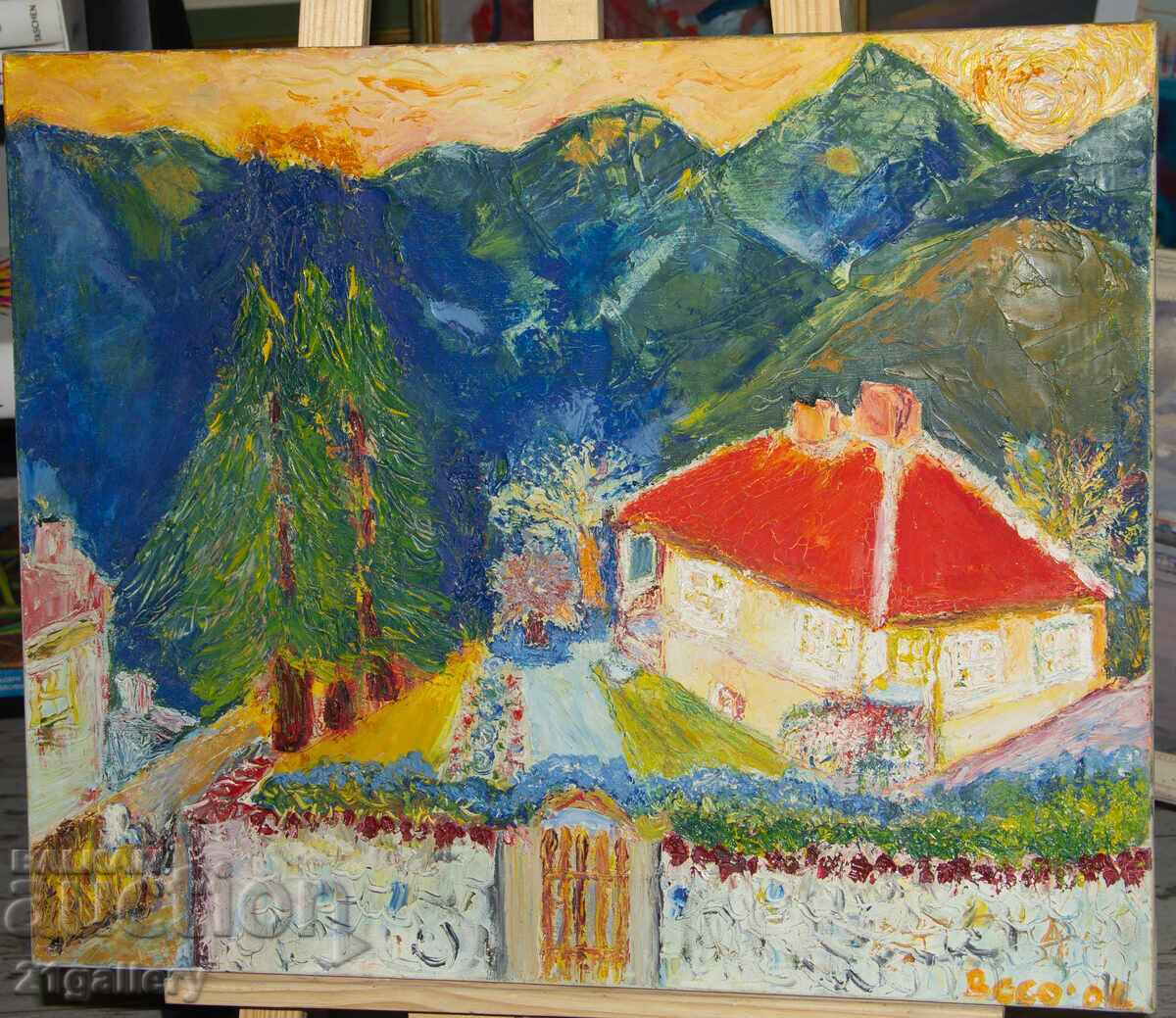 Auction  Oil painting, rural landscape, 2007