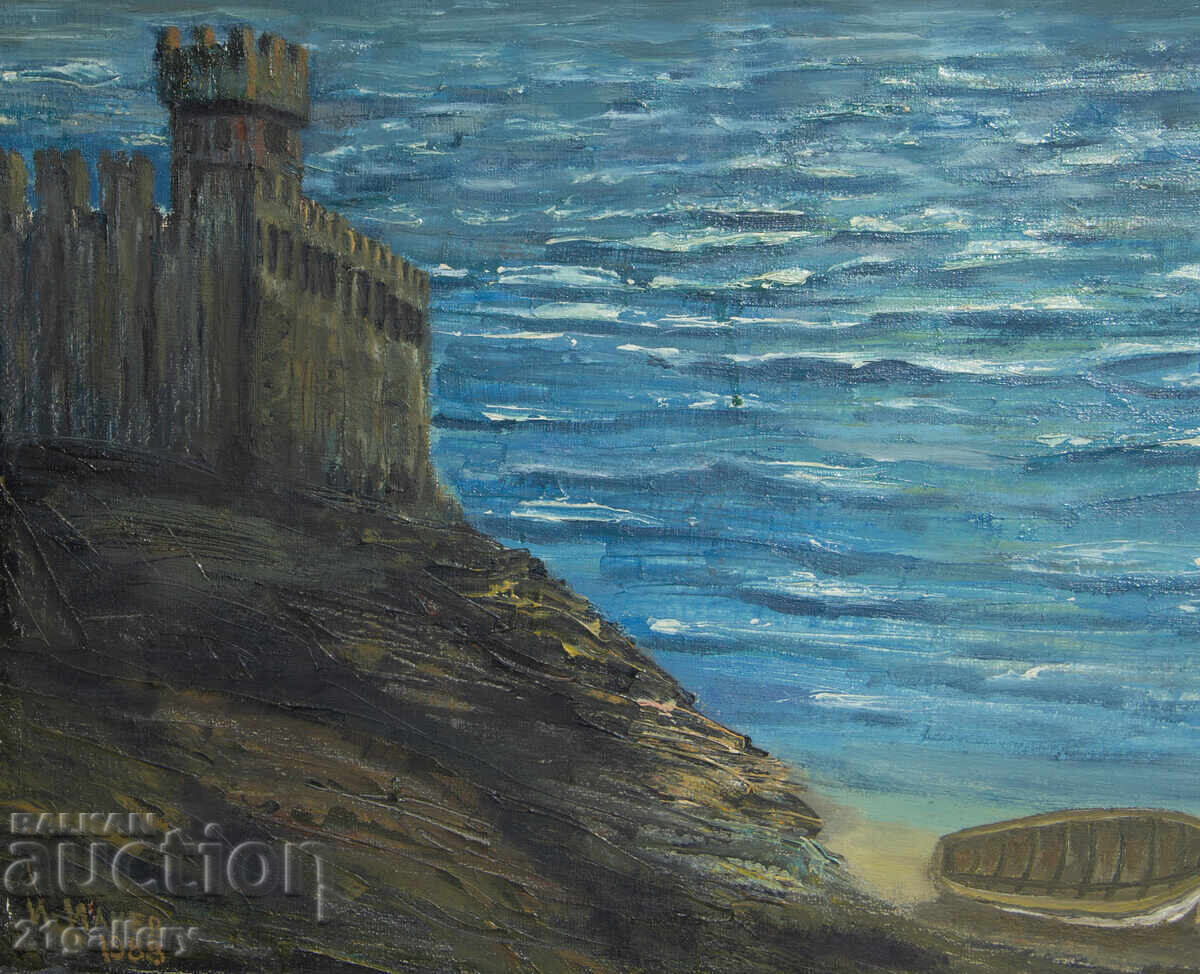 Доставка на Морски пейзаж картина маслени бои 1988 г.