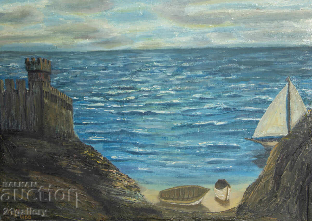Морски пейзаж картина маслени бои 1988 г.