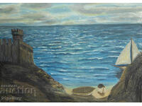 Морски пейзаж картина маслени бои 1988 г.
