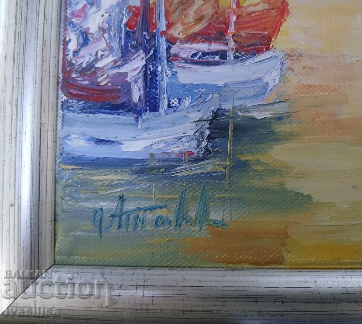 Βουλγαρική ζωγραφιά θαλασσινό τοπίο με τιμή 45.00 BGN | € 23.01