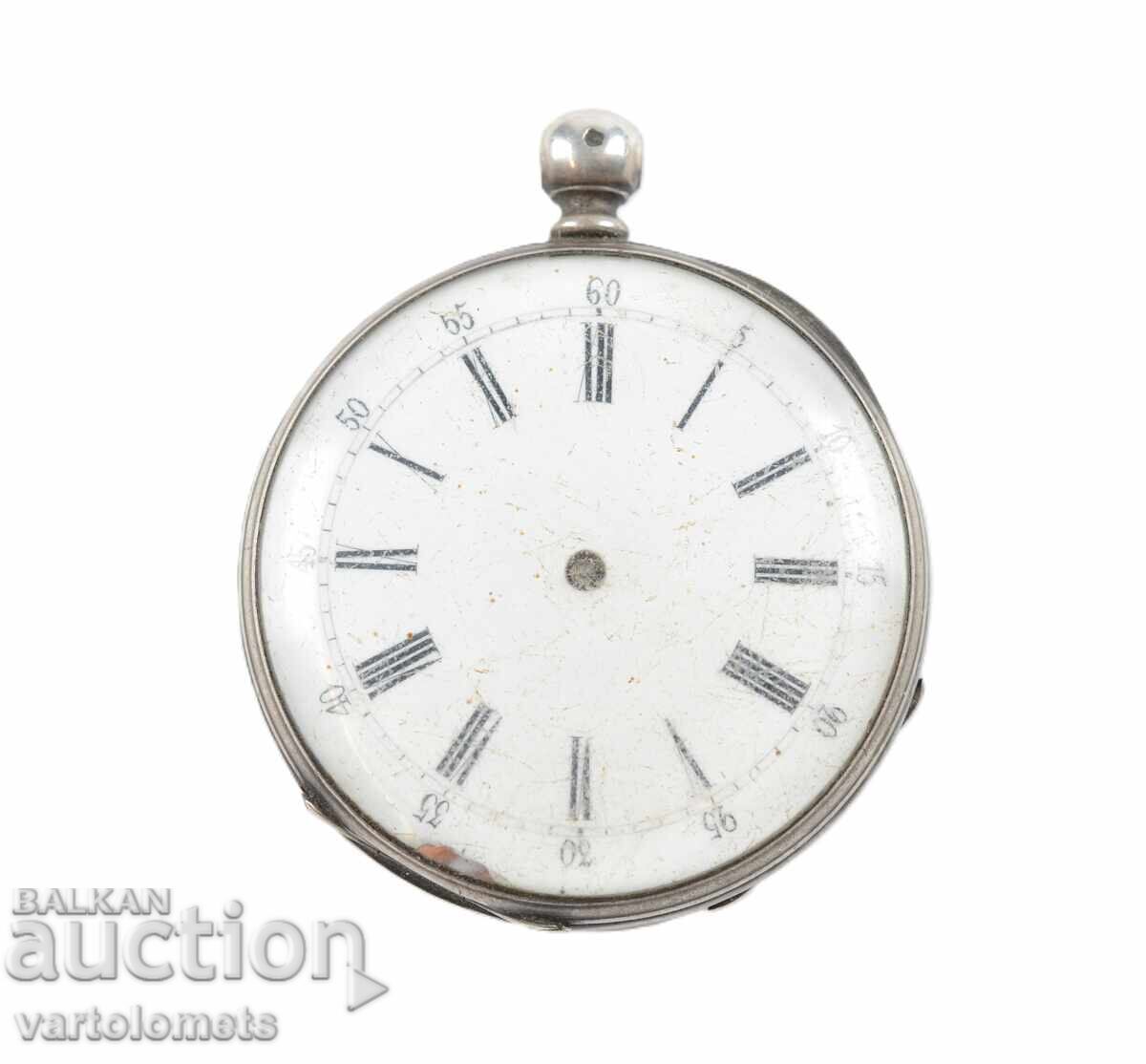 Старинен сребърен джобен часовник  -  не работи