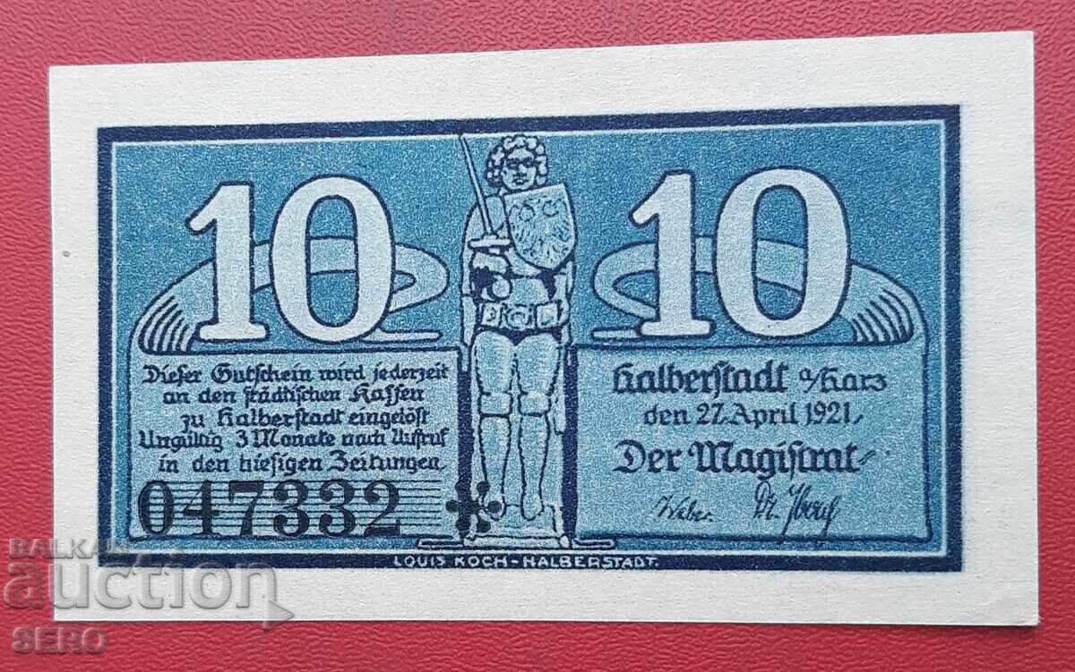 Banknote-Germany-Saxony-Halberstadt-10 Pfennig 1921 with price 2.00 BGN | € 1.02