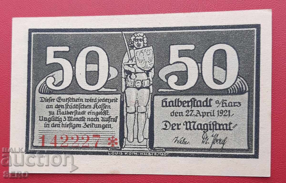 Banknote-Germany-Saxony-Halberstadt-50 pfennig 1921 with price 2.00 BGN | € 1.02