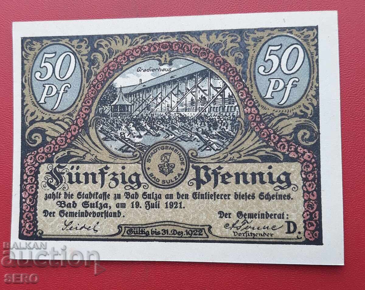 Bancnotă-Germania-Turingia-Bad Sulza-50 pfennig 1921 cu preț 2.01 BGN | € 1.03
