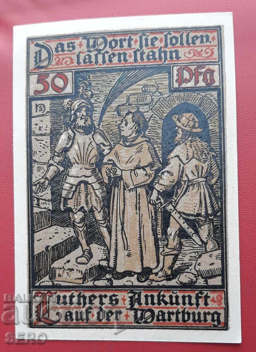 Bancnota-Germania-Thuringia-Wartburg-50 pfennig 1921