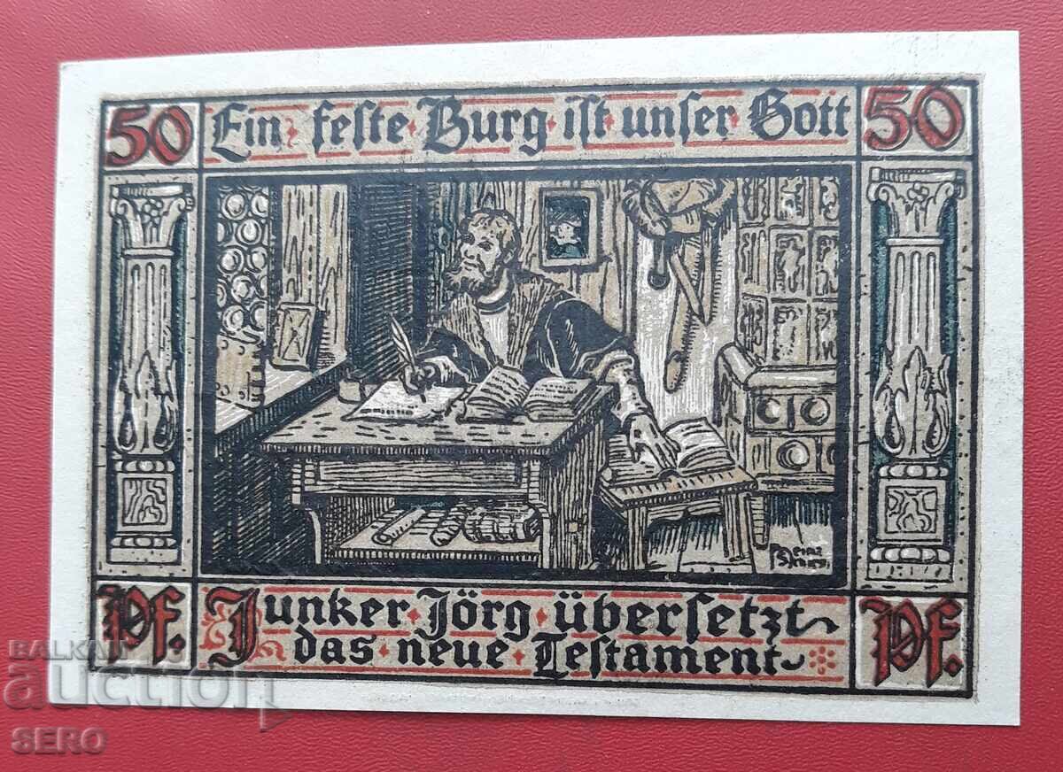 Bancnota-Germania-Thuringia-Wartburg-50 pfennig 1921