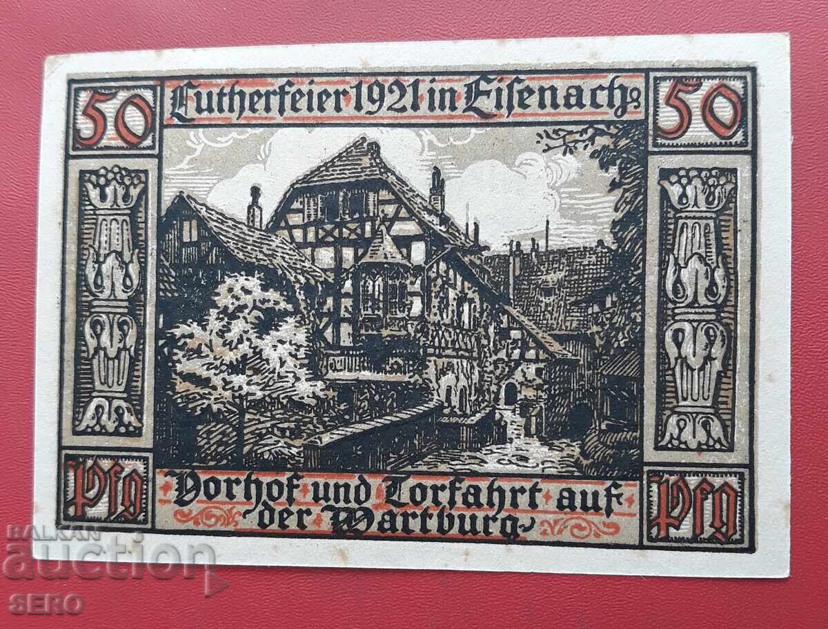 Bancnota-Germania-Thuringia-Wartburg-50 pfennig 1921