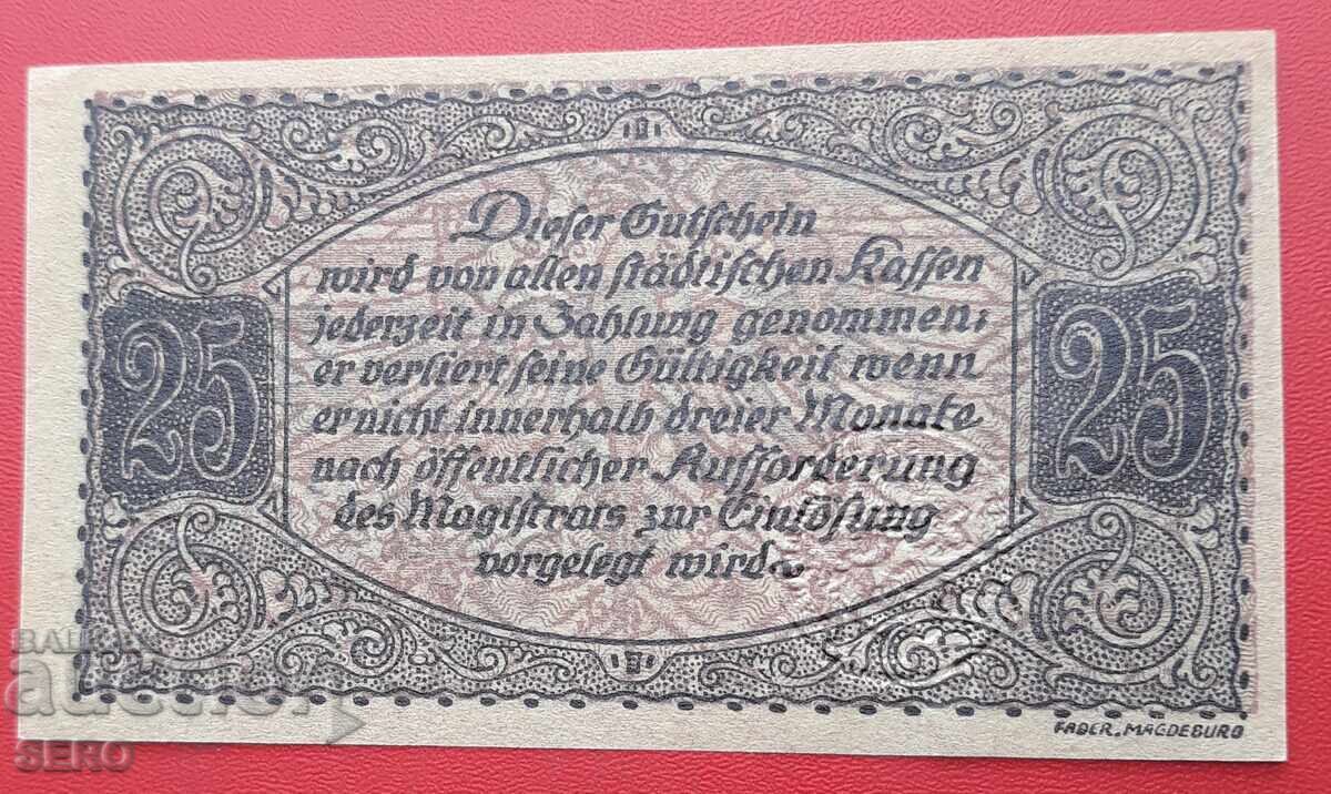 Банкнота-Германия-Тюрингия-Нортхаузен-25 пфенига 1919 с цена 2.01 лв. | € 1.03