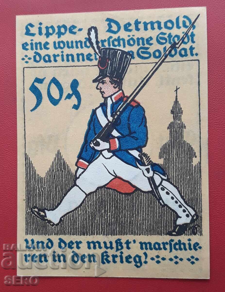 Bancnota-Germania-S.Rhein-Westphalia-Detmold-50 pfennig 1920