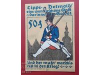 Bancnota-Germania-S.Rhein-Westphalia-Detmold-50 pfennig 1920