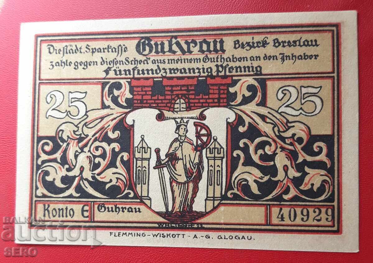 Τραπεζογραμμάτιο-Γερμανία-Σιλεσία-Γκούραου-25 πφένιχ με τιμή 2.00 BGN | € 1.02 Τραπεζογραμμάτιο-Γερμανία-Σιλεσία-Γκούραου-25 πφένιχ με τιμή 2.00 BGN | € 1.02