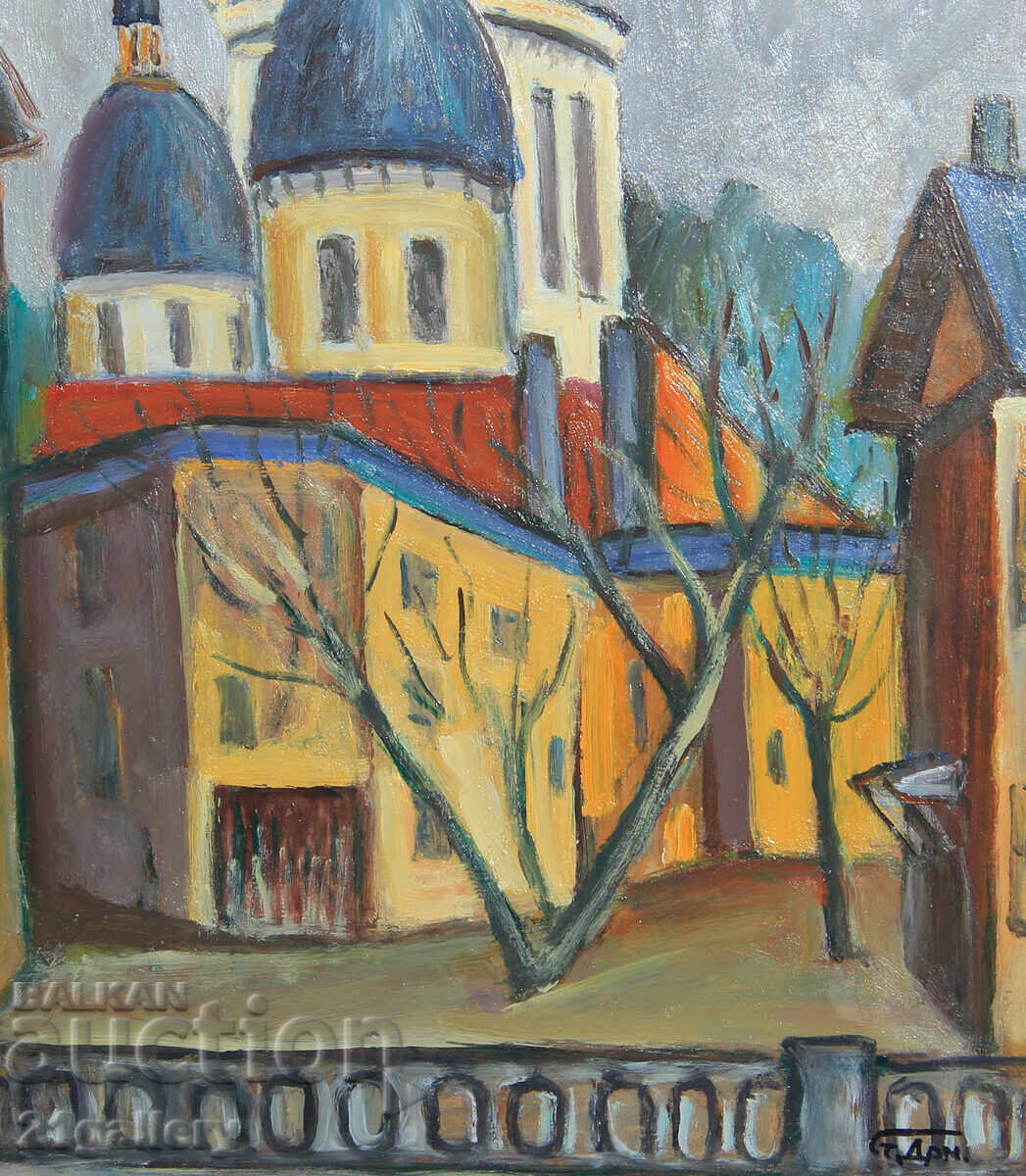 Καθηγητής Στογιάν Ντομούστσιεφ (1935-2021) Τοπίο ελαιογραφία - 6