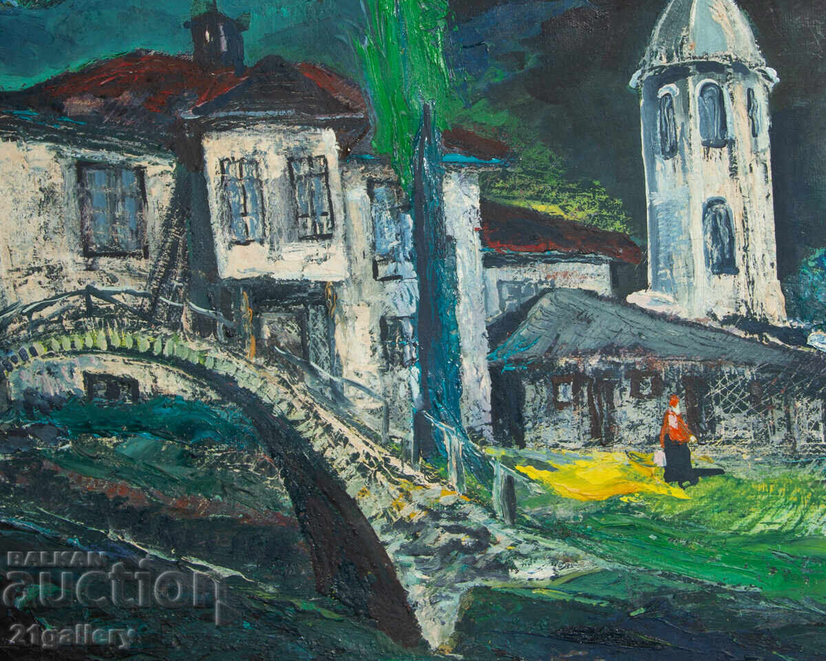 Old oil painting, rural landscape - 6