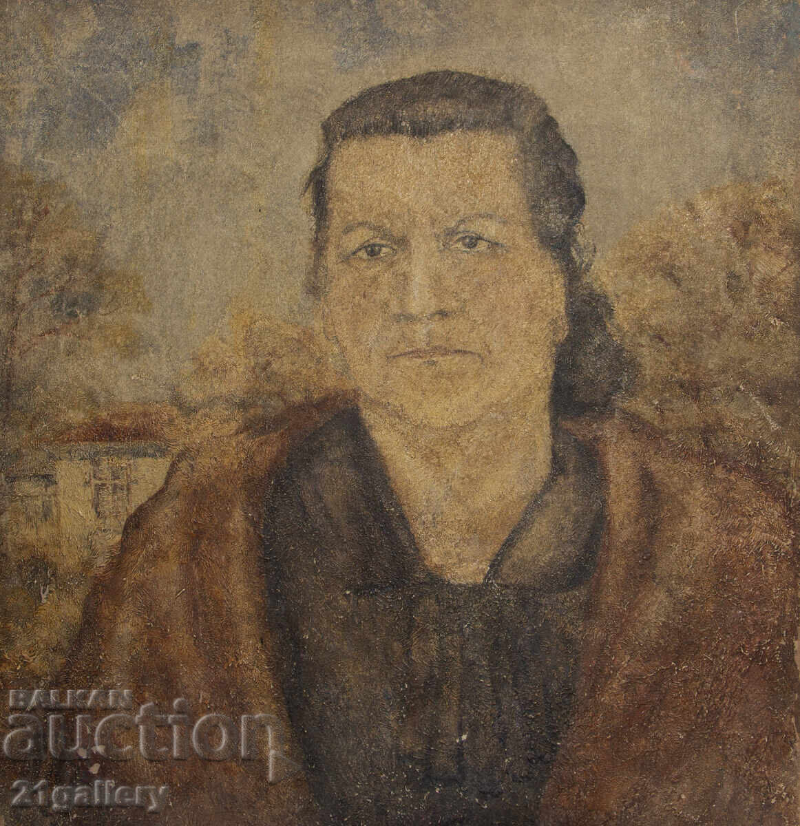 Δημοπρασία Παλιός πίνακας ελαιογραφίας πορτρέτο