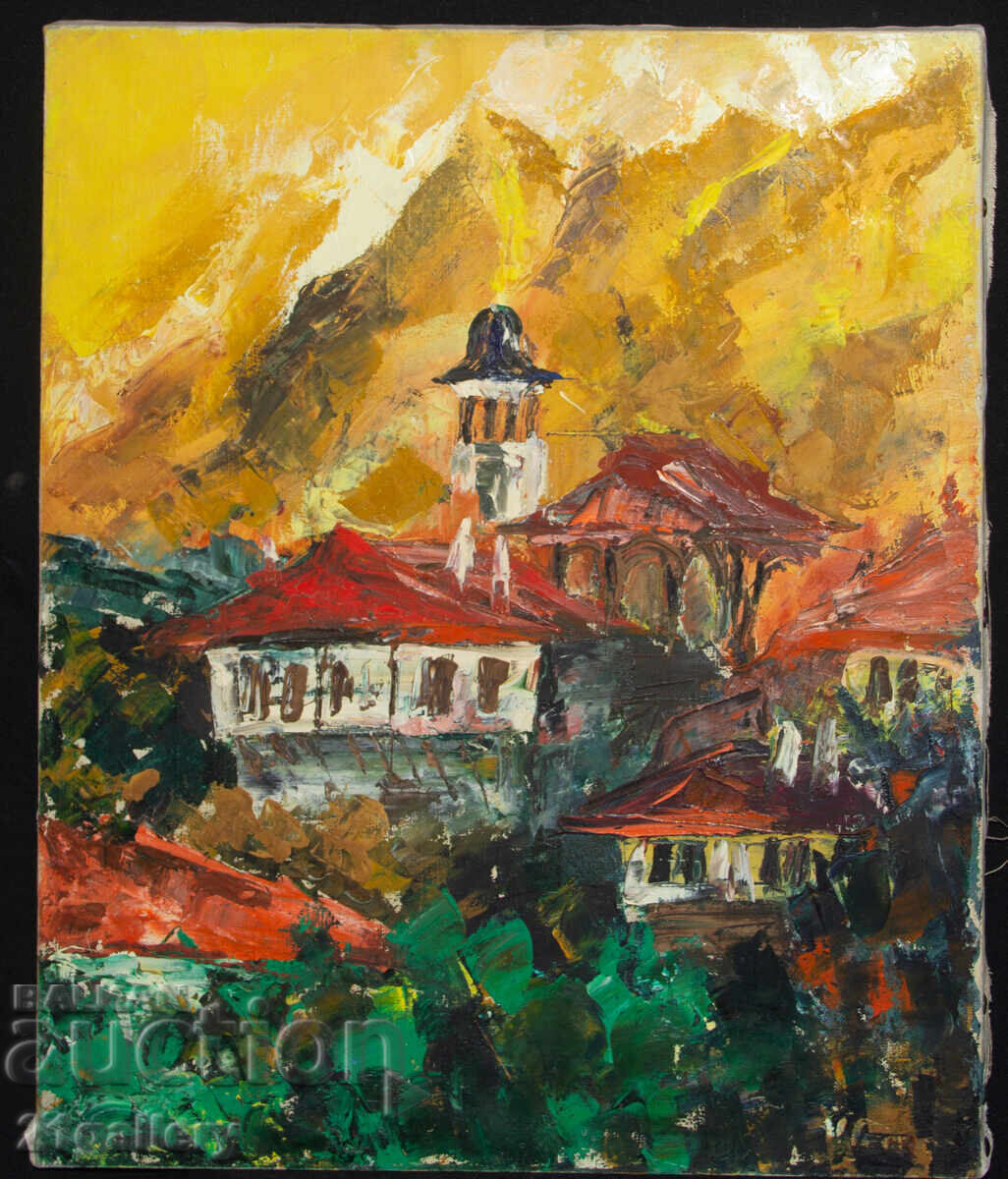 Old oil painting, rural landscape with price 350.00 BGN | € 178.95