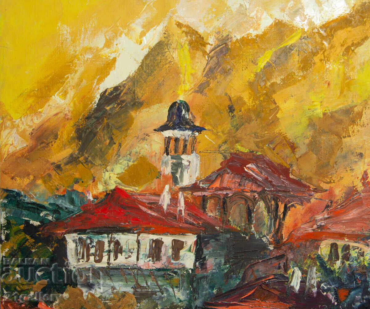 Delivery of Old oil painting, rural landscape