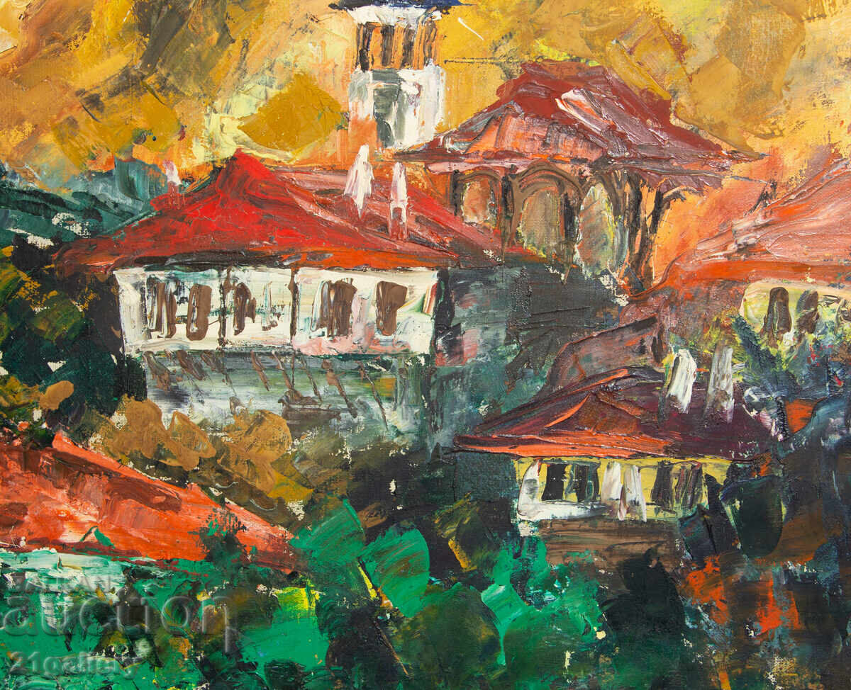 Old oil painting, rural landscape - 5