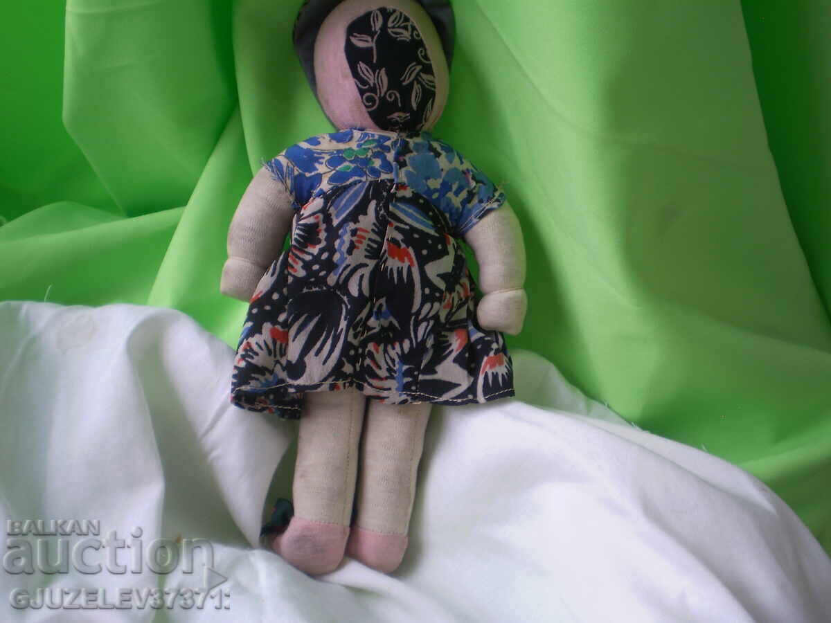 Стара кукла лице папиемаше тялото е изработено от плат - 5