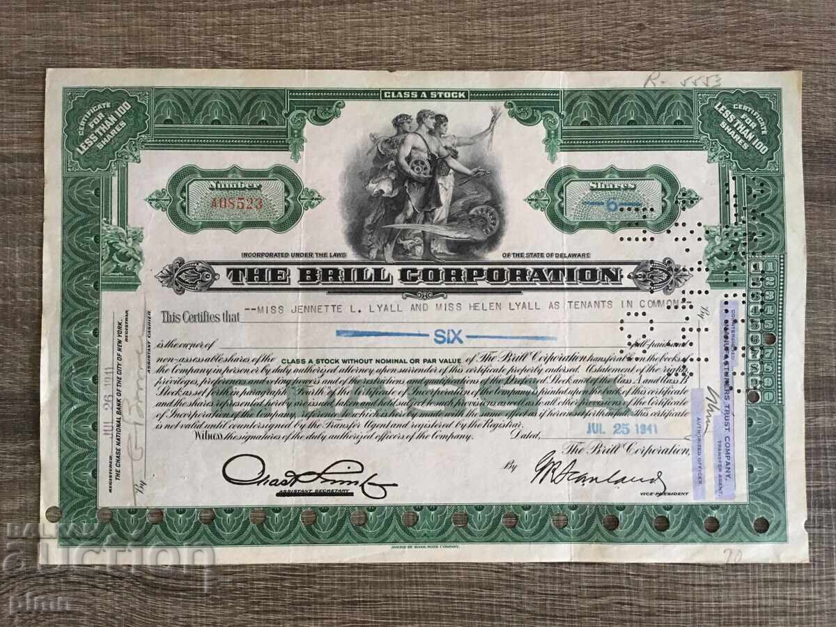 Certificate Action 1941 USA