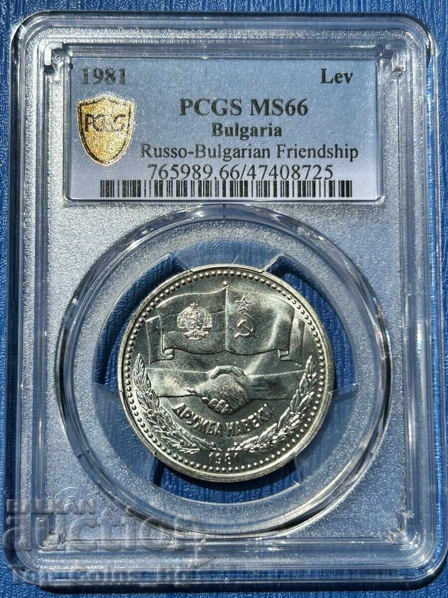 1 Lev 1981 MS66 FRIENDSHIP FOREVER NRB-USSR PCGS 47408725 with price 117.35 BGN | € 60.00
