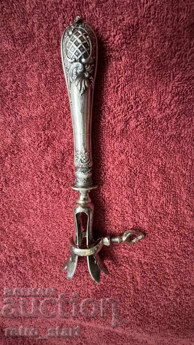 Licitație Suport de carne antic cu mâner argintat