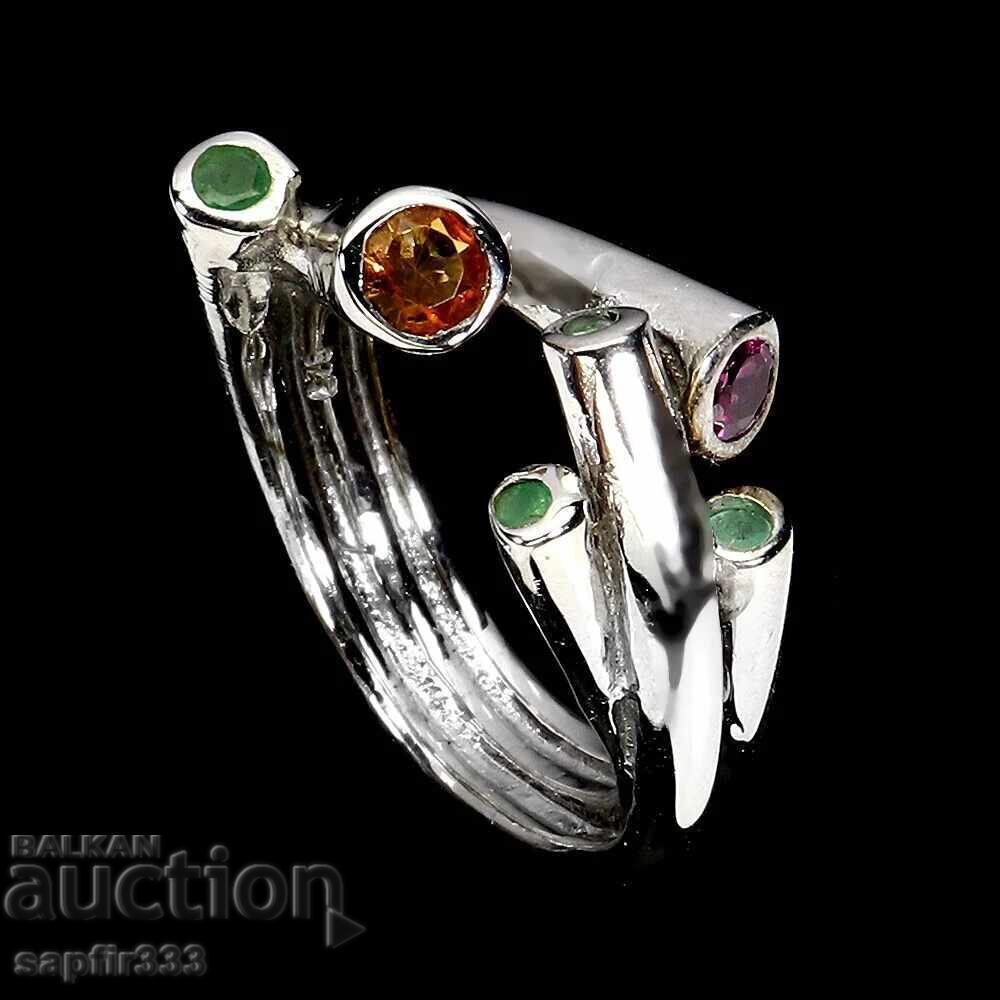 DESIGNER INEL "FUSION" ELEGANȚ, SMARALD, CITRIN, GRANAT