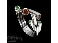 Κομψό ΔΑΧΤΥΛΙΔΙ ΣΧΕΔΙΑΣΤΗ "FUSION" ΜΕ ΣΜΑΡΑΓΔΙ, ΚΙΤΡΙΝΗ ΛΙΘΟ, ΓΡΑΝΑΤΗ