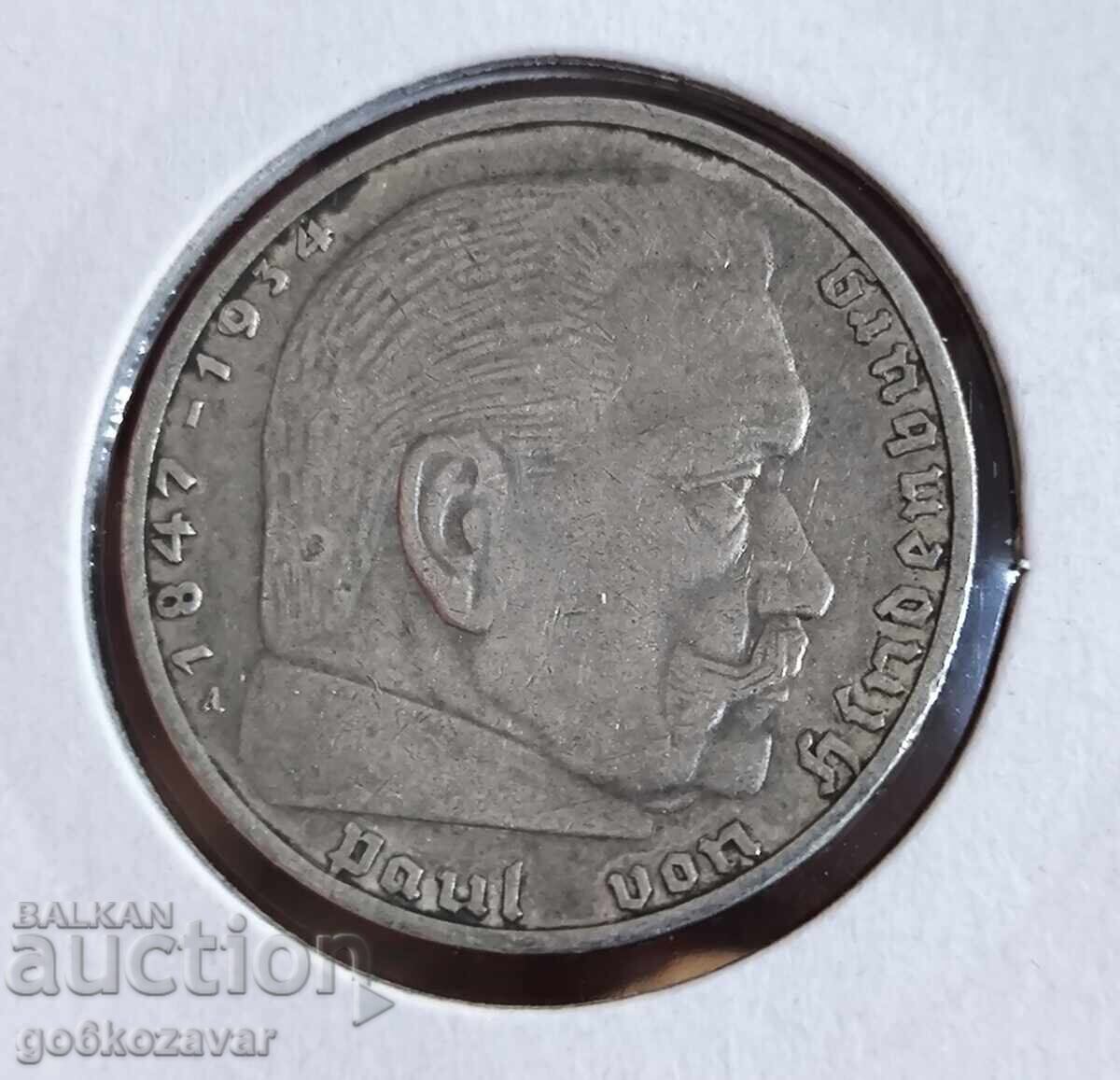 Германия трети райх 2 марки 1937г Сребро ! с цена 26.00 лв. | € 13.29