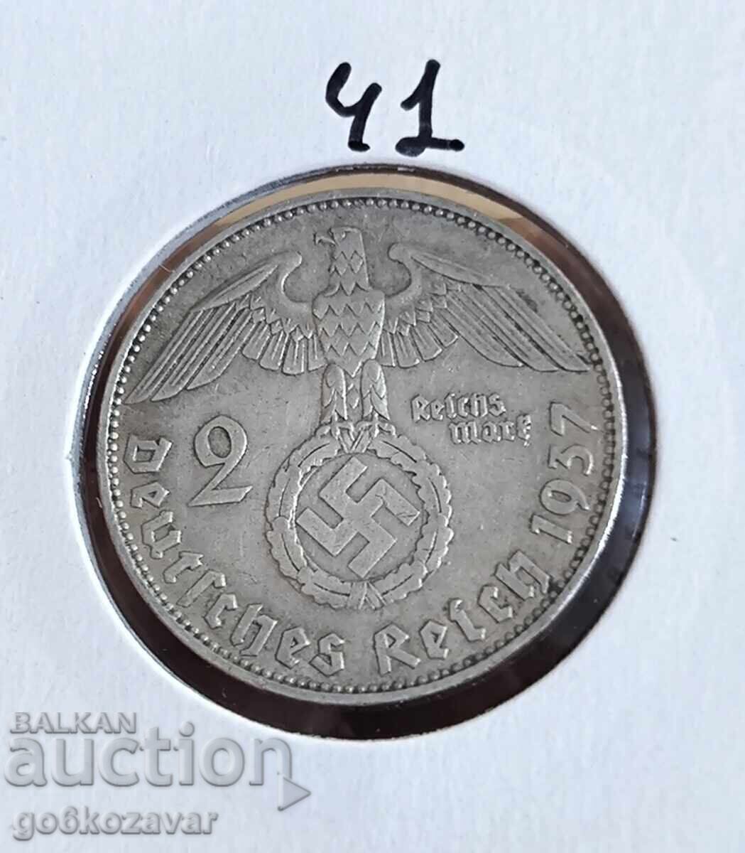 Germania Reichul al Treilea 2 mărci 1937 Argint !