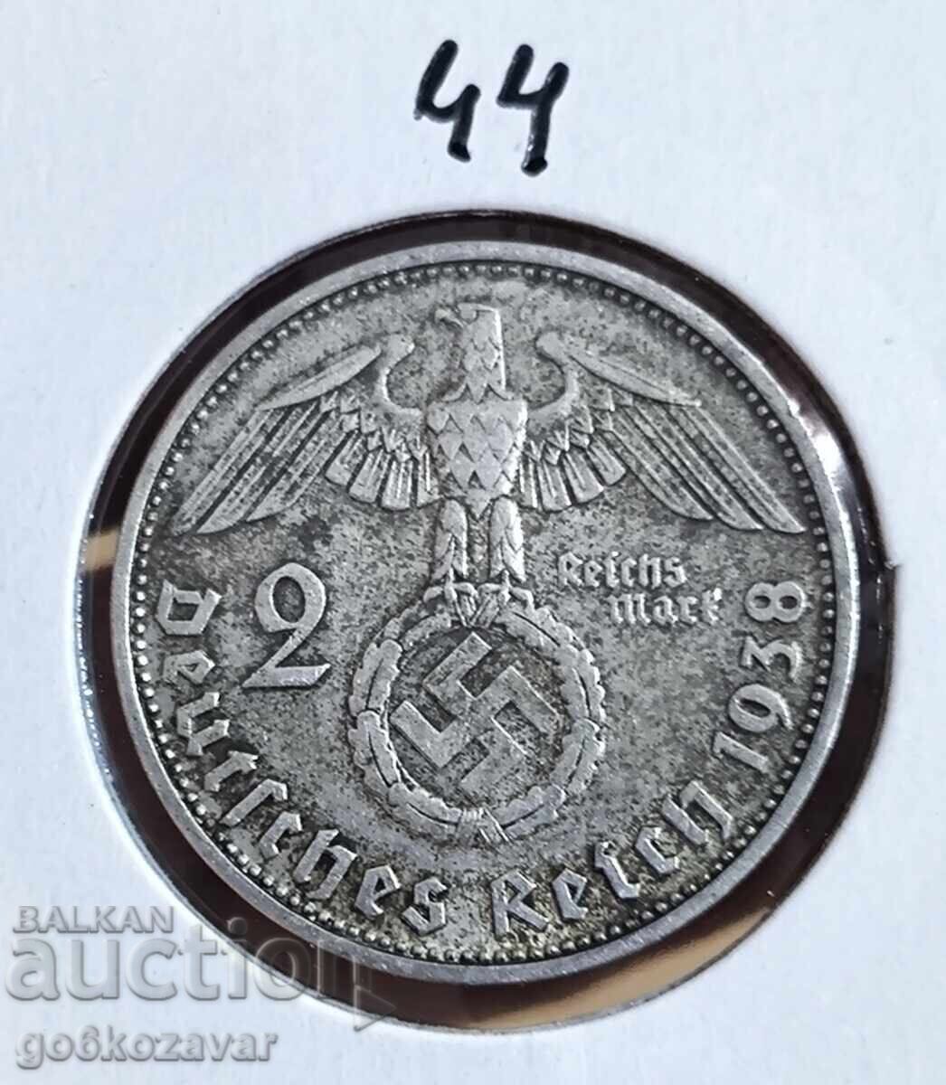 Γερμανία Τρίτο Ράιχ 2 Μάρκα 1938 Ασήμι !