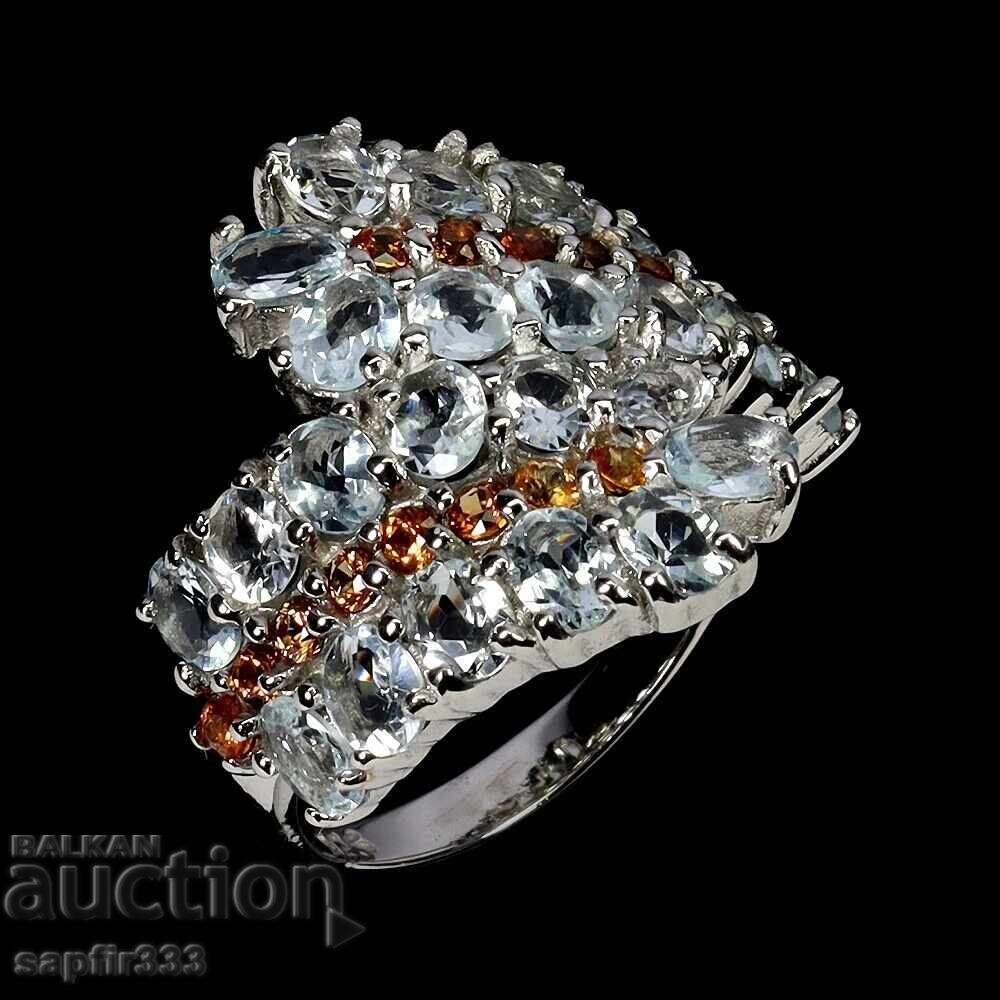 ΕΞΑΙΡΕΤΙΚΟ ΜΟΝΑΔΙΚΟ ΣΧΕΔΙΑΣΤΙΚΟ ΔΑΧΤΥΛΙΔΙ ΜΕ ΑΚΟΥΑΜΑΡΙΝΗ ΚΑΙ ΖΑΦΕΙΡΙΑ με τιμή 288.00 BGN | € 147.25