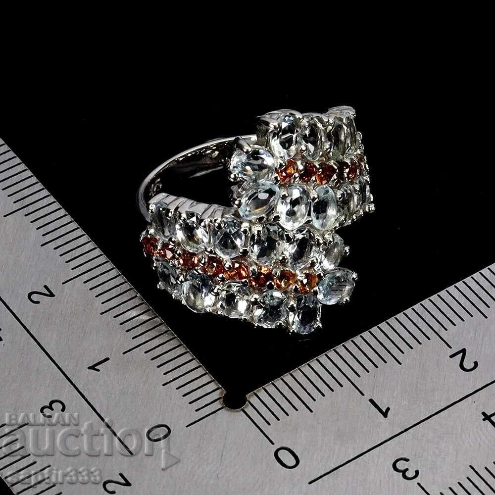 Δημοπρασία ΕΞΑΙΡΕΤΙΚΟ ΜΟΝΑΔΙΚΟ ΣΧΕΔΙΑΣΤΙΚΟ ΔΑΧΤΥΛΙΔΙ ΜΕ ΑΚΟΥΑΜΑΡΙΝΗ ΚΑΙ ΖΑΦΕΙΡΙΑ