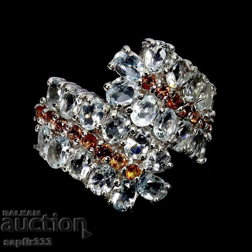 ΕΞΑΙΡΕΤΙΚΟ ΜΟΝΑΔΙΚΟ ΣΧΕΔΙΑΣΤΙΚΟ ΔΑΧΤΥΛΙΔΙ ΜΕ ΑΚΟΥΑΜΑΡΙΝΗ ΚΑΙ ΖΑΦΕΙΡΙΑ