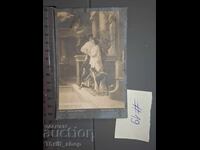 Παλιά ταχυδρομική κάρτα - Άνδρας, γυναίκα και σκύλος