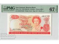 Noua Zeelandă 5 Dolari 1989-92 PMG Superb Gem UNC 67
