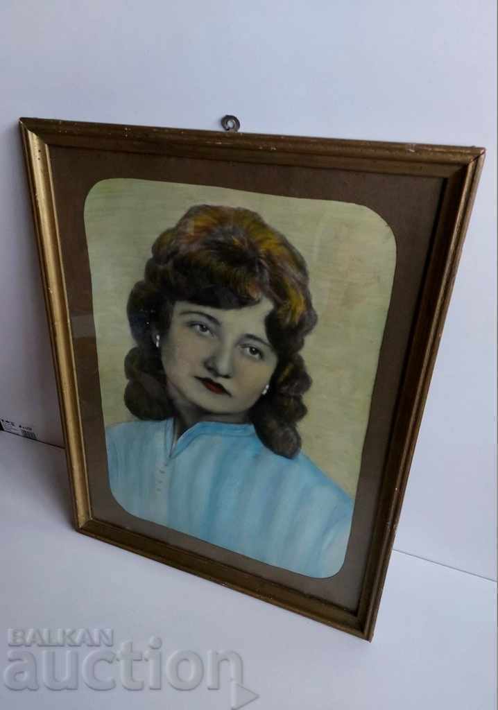 Auction  . OLD RETOUCHED PHOTO PICTURE PORTRAIT FRAME GLASS