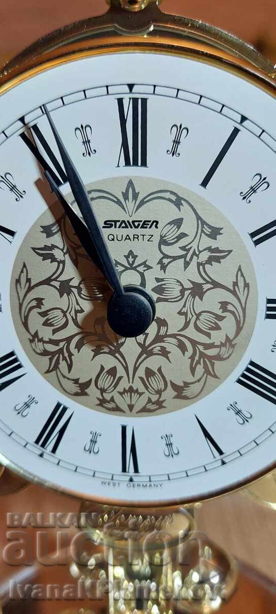 Auction  Table clock quartz Germany for connoisseurs