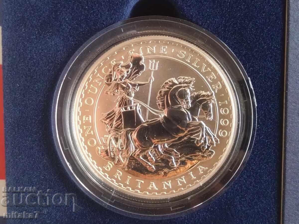 Ασημένιο νόμισμα Britannia, 1999 και γραμματόσημο με τιμή 195.00 BGN | € 99.70 Ασημένιο νόμισμα Britannia, 1999 και γραμματόσημο με τιμή 195.00 BGN | € 99.70