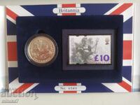 Silver coin Britannia, 1999 and postage stamp