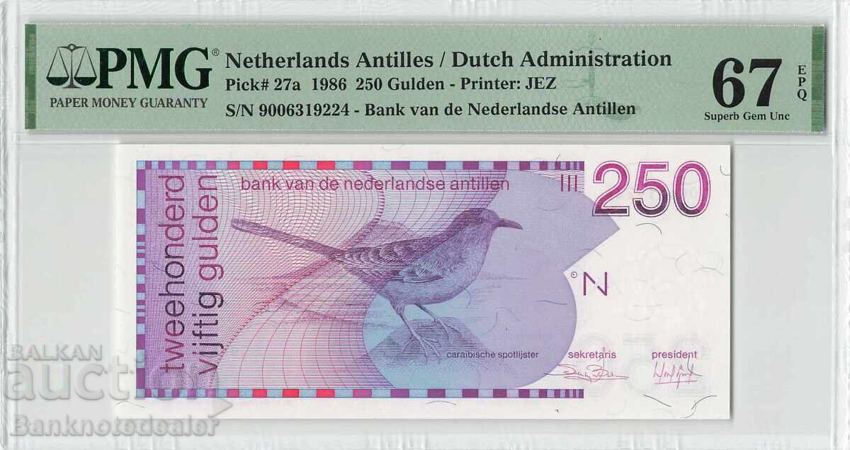 Ολλανδικές Αντίλλες 250 Γκίλντερ 1986 Pick 27a PMG Superb Gem