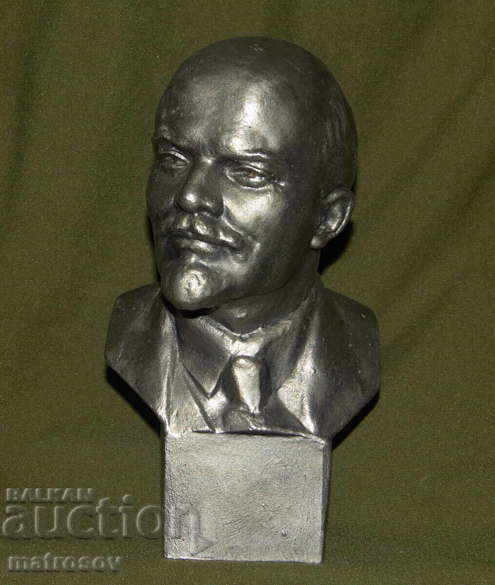 Metal sculpture bust Russia USSR Vladimir Ilyich Lenin