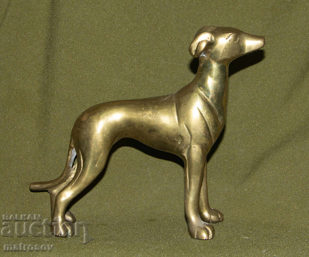 Statuetă decorativă din alamă, sculptură câine