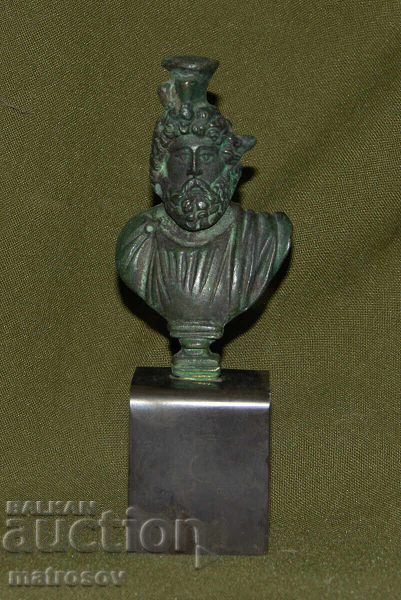 Small bronze sculpture bust of Serapis