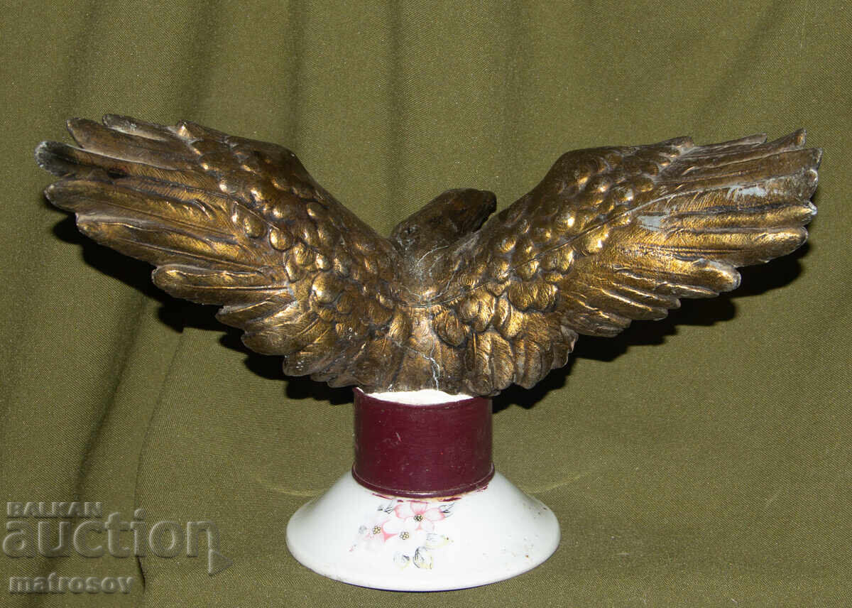 Παλαιό χάλκινο γλυπτό αετού με ανοιχτά φτερά - 6