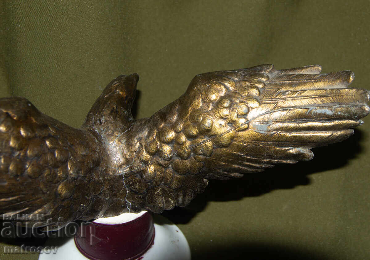 Παλαιό χάλκινο γλυπτό αετού με ανοιχτά φτερά - 7