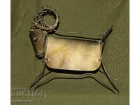 Statuetă decorativă metalică sculptură berbec