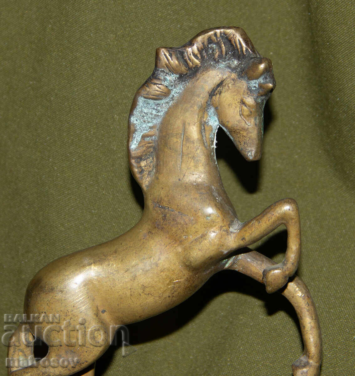 Auction  Old sculpture statuette bronze standing horse
