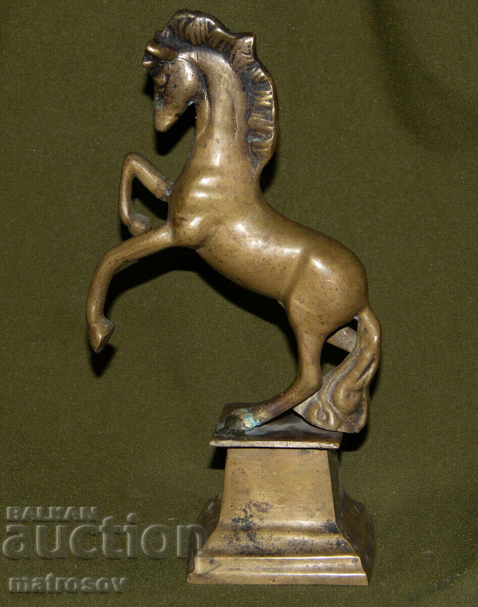 Old sculpture statuette bronze standing horse - 5