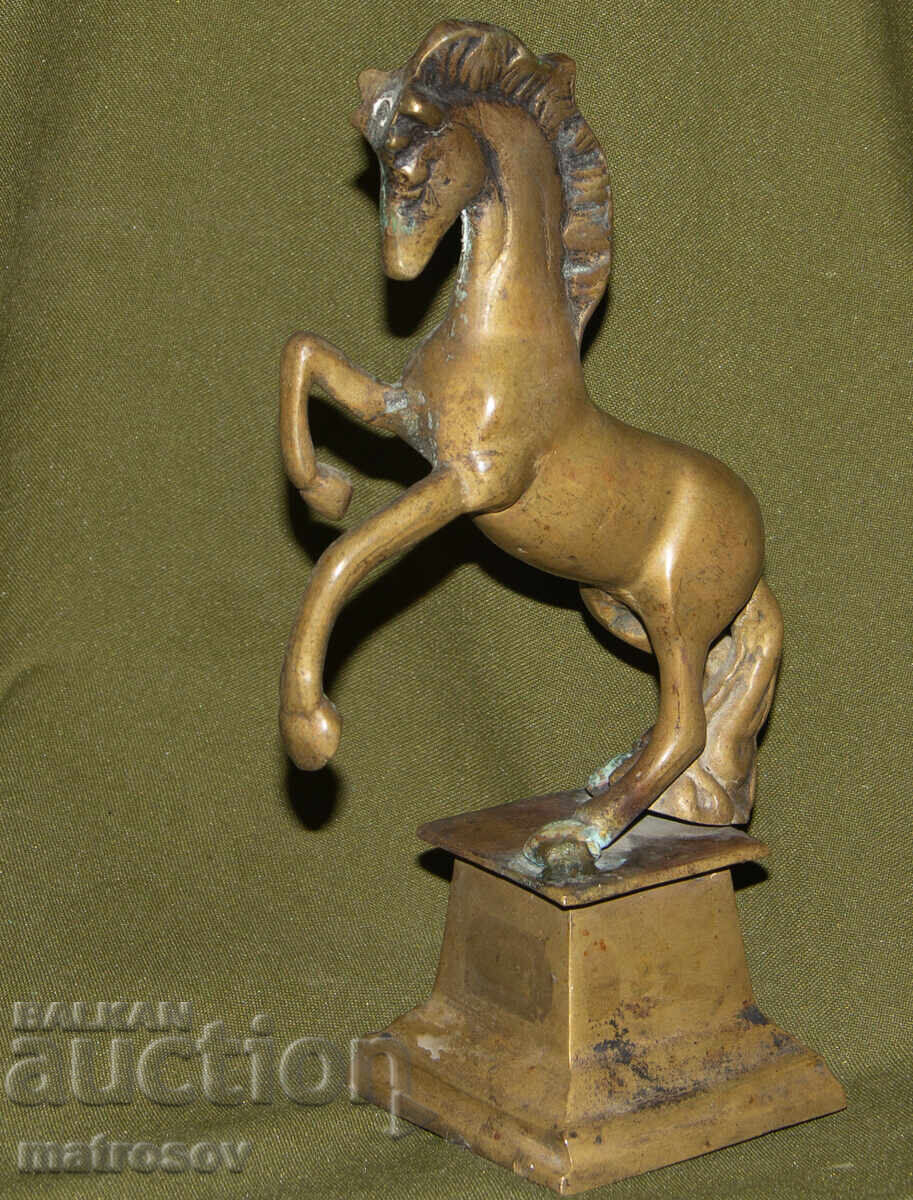 Old sculpture statuette bronze standing horse - 7